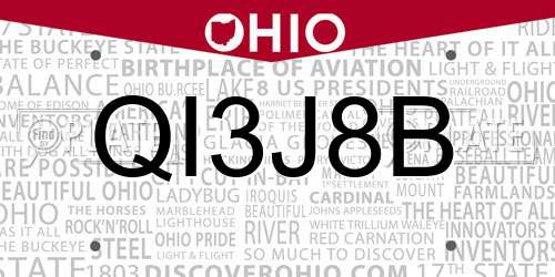 QI3J8B Ohio License Plate