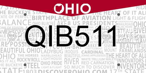 QIB511 Ohio License Plate