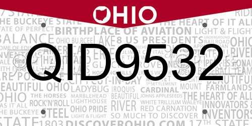 QID9532 Ohio License Plate