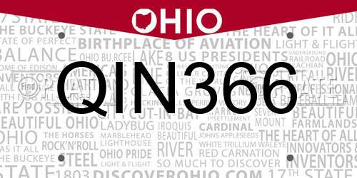 QIN366 Ohio License Plate