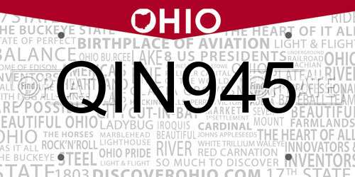 QIN945 Ohio License Plate