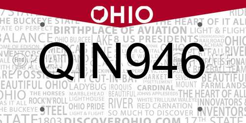 QIN946 Ohio License Plate