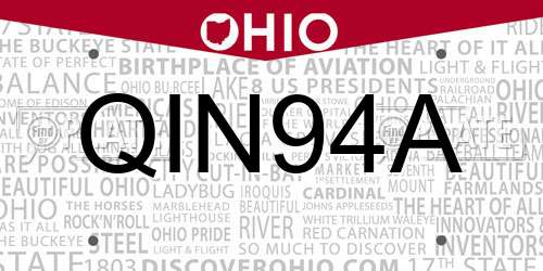 QIN94A Ohio License Plate