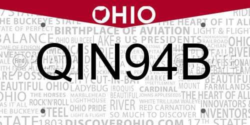QIN94B Ohio License Plate