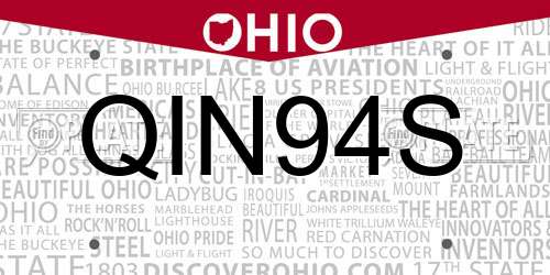 QIN94S Ohio License Plate