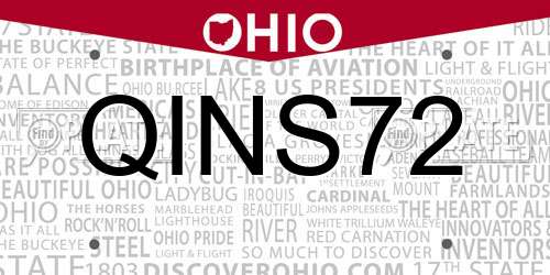 QINS72 Ohio License Plate