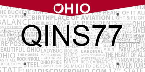 QINS77 Ohio License Plate