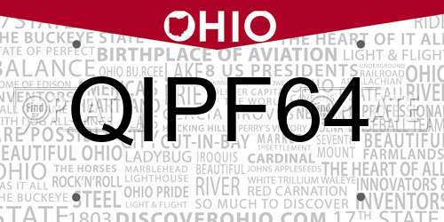 QIPF64 Ohio License Plate