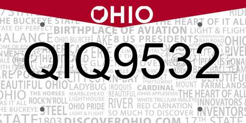 QIQ9532 Ohio License Plate