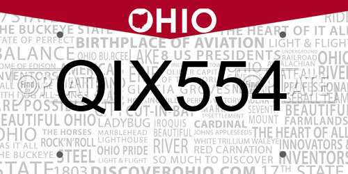 QIX554 Ohio License Plate