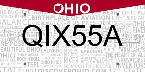 QIX55A Ohio License Plate