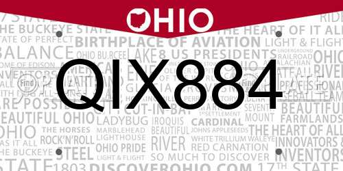 QIX884 Ohio License Plate
