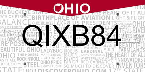 QIXB84 Ohio License Plate