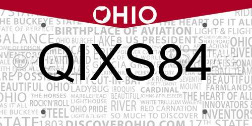 QIXS84 Ohio License Plate