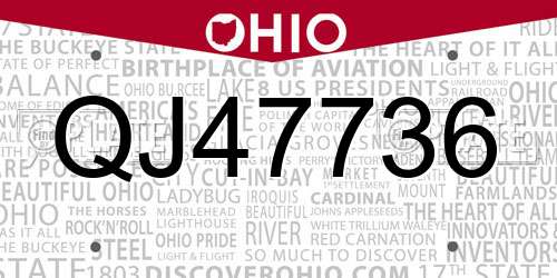QJ47736 Ohio License Plate