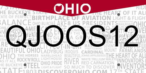 QJOOS12 Ohio License Plate