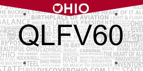 QLFV60 Ohio License Plate