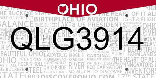 QLG3914 Ohio License Plate