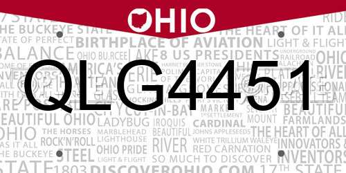 QLG4451 Ohio License Plate