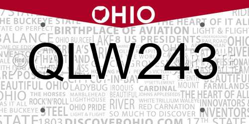 QLW243 Ohio License Plate