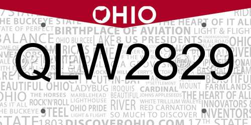 QLW2829 Ohio License Plate