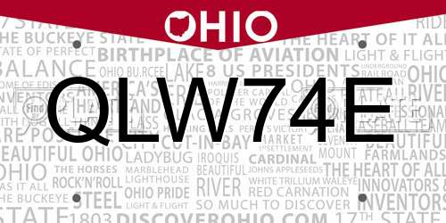 QLW74E Ohio License Plate