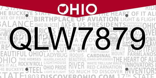 QLW7879 Ohio License Plate