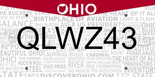 QLWZ43 Ohio License Plate
