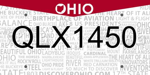 QLX1450 Ohio License Plate