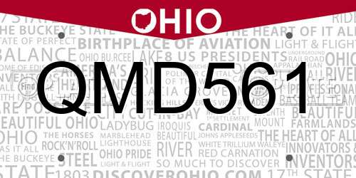 QMD561 Ohio License Plate