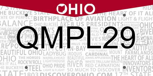 QMPL29 Ohio License Plate