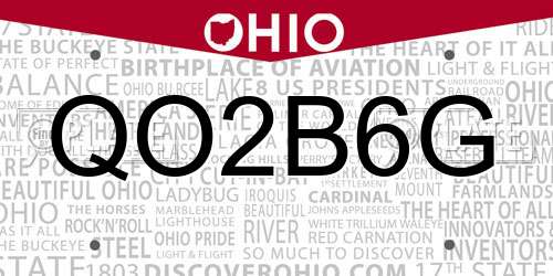 QO2B6G Ohio License Plate