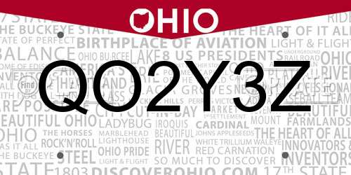QO2Y3Z Ohio License Plate