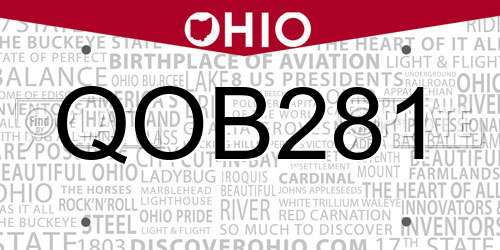 QOB281 Ohio License Plate