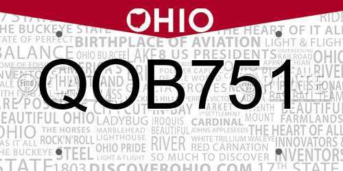 QOB751 Ohio License Plate