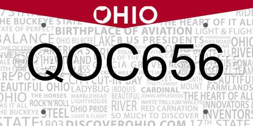 QOC656 Ohio License Plate