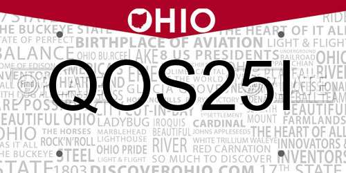 QOS25I Ohio License Plate