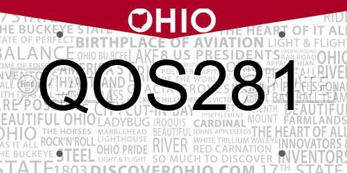 QOS281 Ohio License Plate