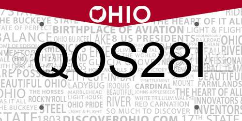 QOS28I Ohio License Plate