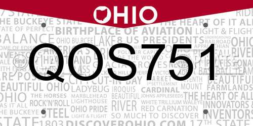 QOS751 Ohio License Plate