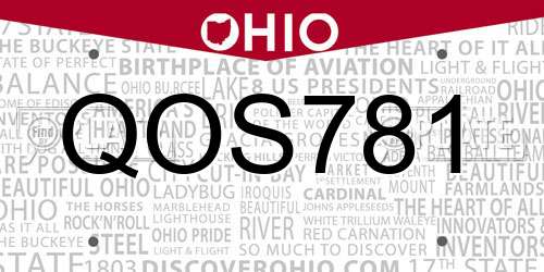 QOS781 Ohio License Plate