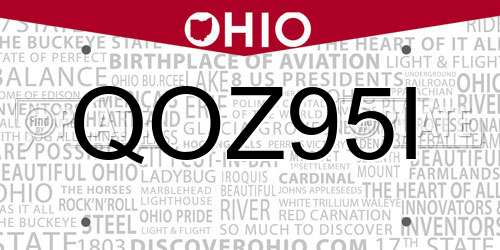 QOZ95I Ohio License Plate
