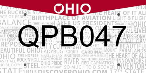 QPB047 Ohio License Plate