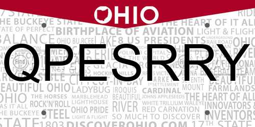 QPESRRY Ohio License Plate