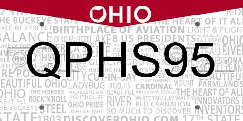 QPHS95 Ohio License Plate