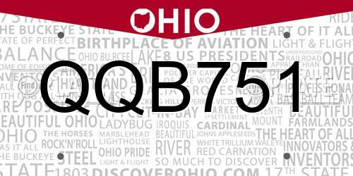 QQB751 Ohio License Plate