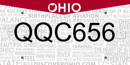 QQC656 Ohio License Plate