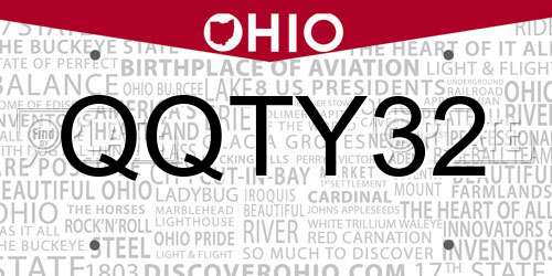 QQTY32 Ohio License Plate