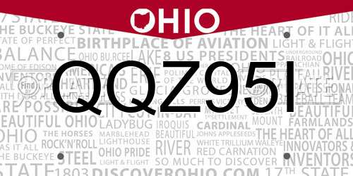 QQZ95I Ohio License Plate