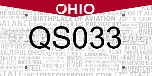 QS033 Ohio License Plate